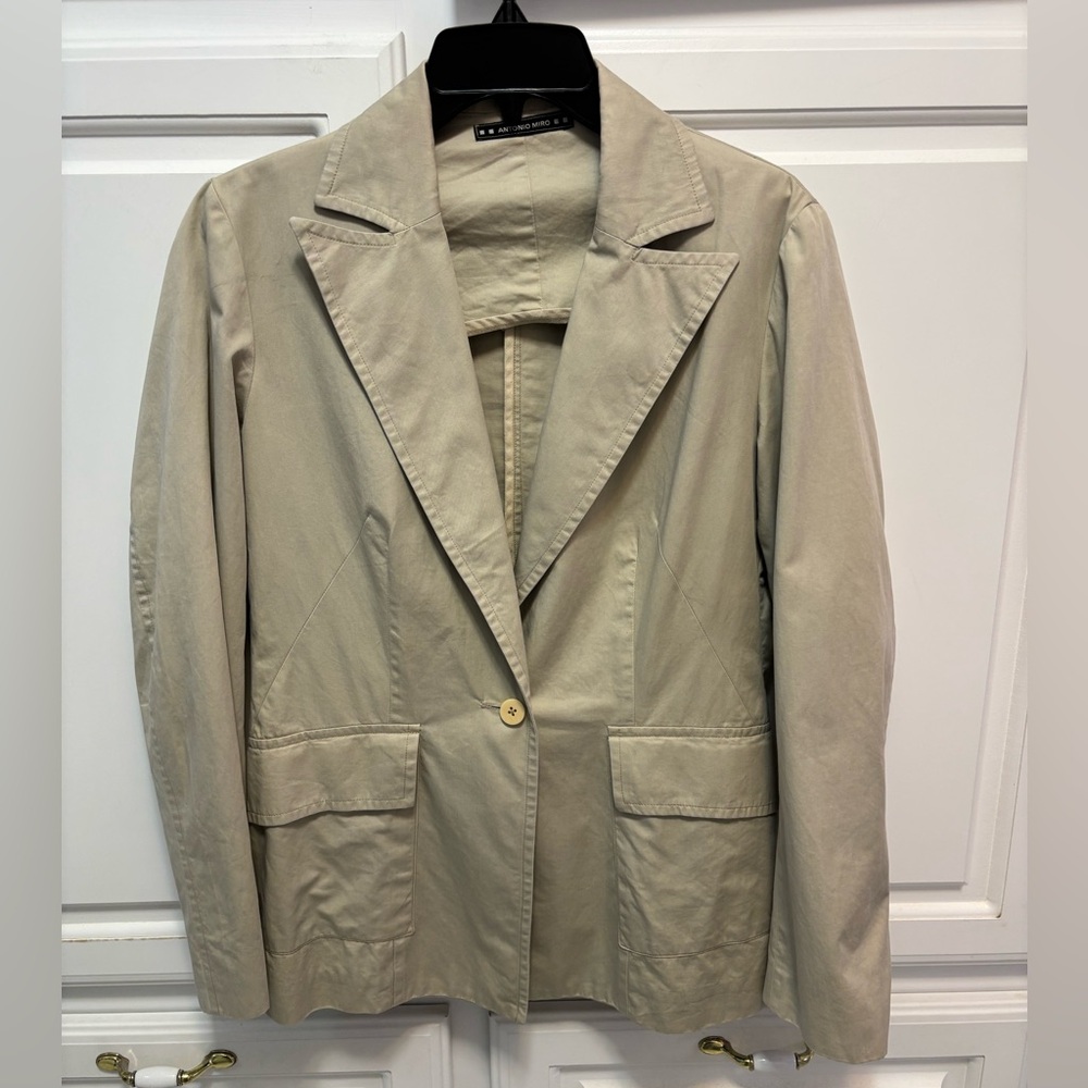Antonio Miro Vintage Beige Cotton Blazer Jacket Women’s Size Medium EU42